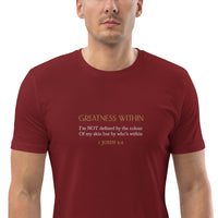 Defined by greatness within not by the colour of my skin -Unisex organic cotton t-shirt