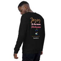 Can I tell you a secret. Santa isn’t real, but JESUS sure is - Unisex organic raglan sweatshirt