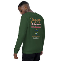 Can I tell you a secret. Santa isn’t real, but JESUS sure is - Unisex organic raglan sweatshirt