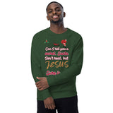 Can I tell you a secret. Santa isn’t real, but JESUS sure is - Unisex organic raglan sweatshirt