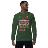 Can I tell you a secret. Santa isn’t real, but JESUS sure is - Unisex organic raglan sweatshirt