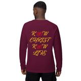 KNOW CHRIST KNOW LIFE - Unisex organic raglan sweatshirt