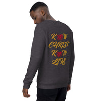 KNOW CHRIST KNOW LIFE - Unisex organic raglan sweatshirt