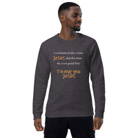 Thank You Jesus - Unisex organic raglan sweatshirt