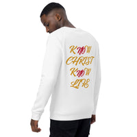 KNOW CHRIST KNOW LIFE - Unisex organic raglan sweatshirt